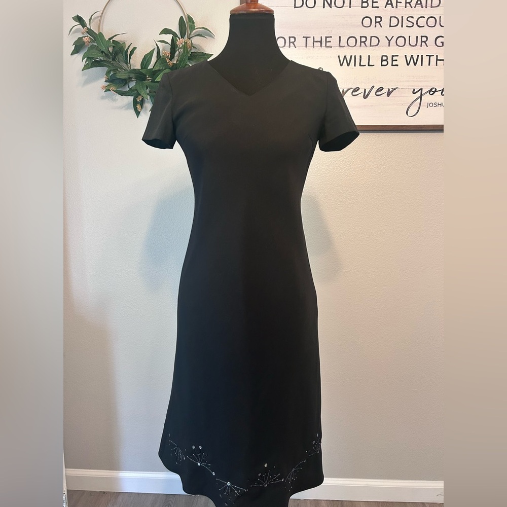 OZOC Black Sequin Embellished Mock Neck Sheath Dress size 6